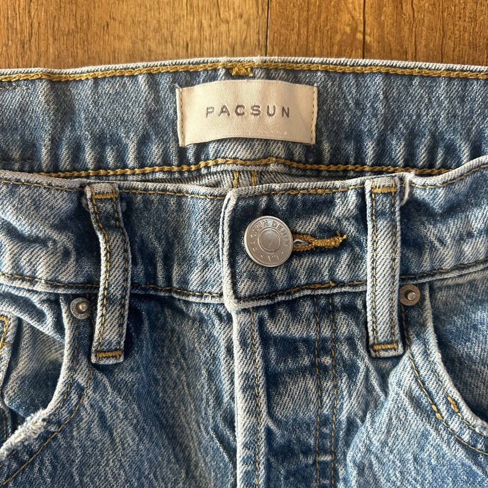 PacSun High Rise Stretch Dad Jeans 26 | Vintage Light Wash Straight Leg - Picture 5 of 12